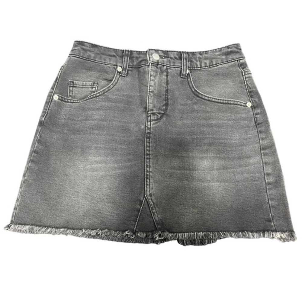 Target Faded Black Denim Mini Skirt Frayed Hem Raw Edge  Size‎ 8 #380